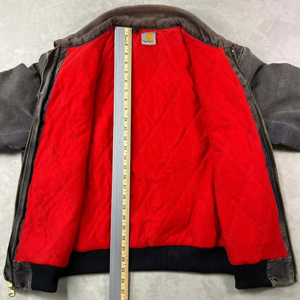 Vintage Carhartt Jacket Mens XL Black Santa Fe Red Quilted Liner USA 90s‎ JQ2105